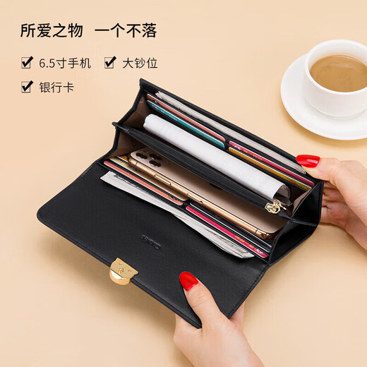 Cnoles wallet women's cowhide long wallet versatile large capacity mobile phone bag card bag birthday gift for wife