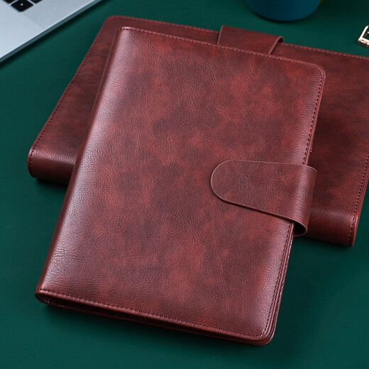 
Bowen Magnetic Fitting Binder Business Notepad PU leather 9-hole 6-hole notebook can be replaced with inner core for office use, with card slot pen insert customized [(9921)A5 Black 6-hole binder]