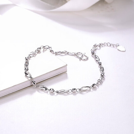 Saturday Fortune (ZLF) PT950 platinum bracelet for women, simple twisted piece, beaded bracelet, platinum bracelet, 3.52g 16cm + tail chain 2cm