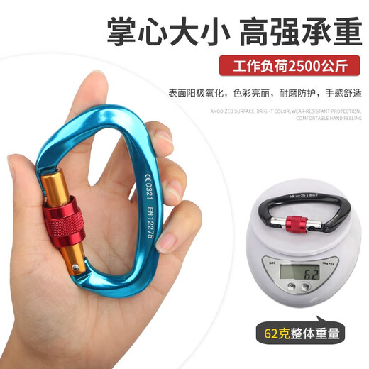 Gorm climbing equipment main lock aluminum alloy lock safety hook Meilong lock load-bearing carabiner D-shaped lock GM976 blue