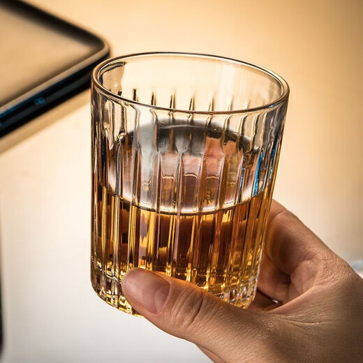 Whiskey glass, foreign wine glass, home retro carved glass beer glass, water glass, juice glass, spirits cup set, engraved glass 300ml enhanced upgrade, single pack