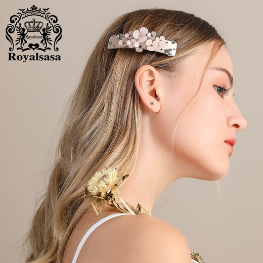 Royal sasa Royal Sasa headdress ponytail hair clip one-line chuck hair accessories imitation crystal horizontal clip spring clip hair clip hair clip hair card