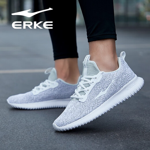 鸿星尔克男鞋加绒运动鞋男2025新款冬季棉鞋轻便软底跑步鞋缓震休闲鞋子男 4126正白/浅灰(飞织网面-四季款) 42 现货速发