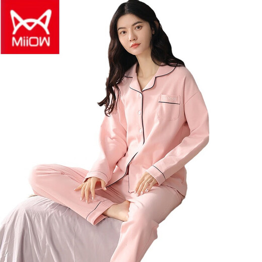 猫人（MiiOW）纯·棉女士睡衣2025秋季新款棉长袖长裤开衫外穿家居服套装 12801 女-L