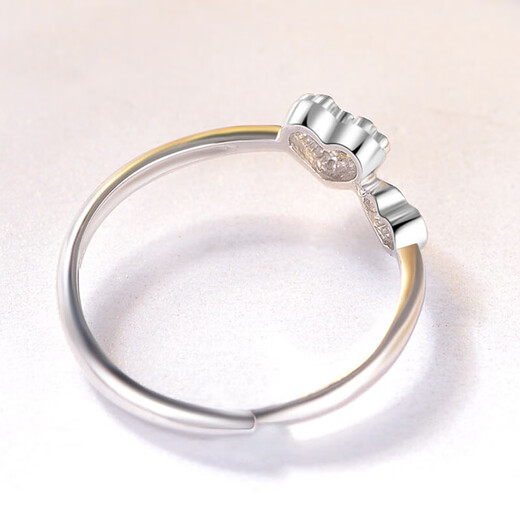 Tico platinum ring for women, heart-to-heart platinum ring for women, living platinum ring, double heart platinum ring