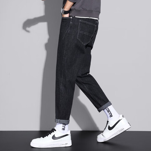 
Xiao Xueling jeans men's summer 2025 new thin pants men's trendy brand straight loose cropped pants versatile men's clothing 6621 black + 6621 black 30