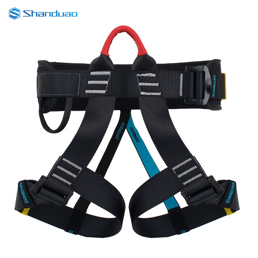 SHANDUAO half-body safety belt outdoor downhill safety belt anti-fall high-altitude work climbing rope set mountaineering rescue black