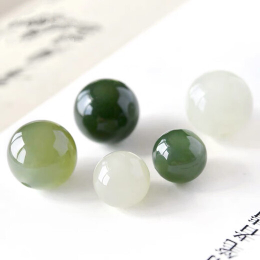 Golden Magnolia Fragrance Hetian Jade Clear Water Loose Beads Bracelet Jade Beads Bracelet Beads DIY Single Bead Bead Accessories Jewelry Separate Beads Round Beads 6mm Ice Clear Green Hetian Jade Beads