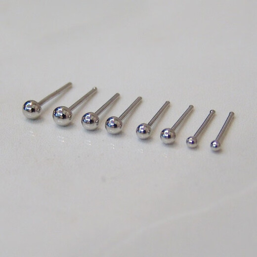 Lotus PT950 platinum earrings solid mushroom head platinum earrings for men and women mini small dot earrings PT950 platinum straight pin dots 0.3g single