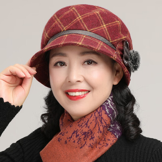 Mother's Hat Autumn Women's Versatile Fashion Hat Women's Winter Middle-aged and Old Women's Fashionable Basin Hat Spring and Autumn Fisherman's Hat LRM-08 Khaki Adjustable (56-59)cm