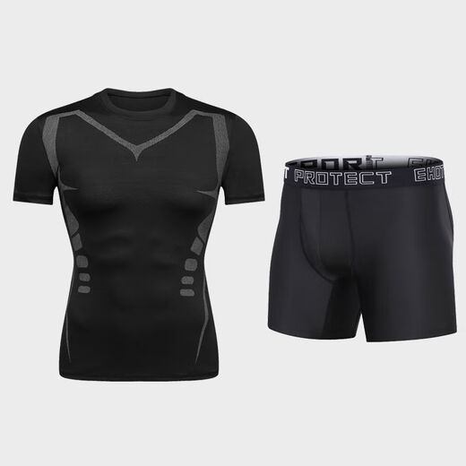 Shanye Badebode-Anzug Schwimmstämme Herren für Erwachsene und Fettpluspuxus-Größe Badeanzug langärmelige Fetthose Fünf-Punkte-Hosen großer Größe (Schwimmkappe) 001 Grau + 829 Einschicht schwarze Shorts 5xl (Referenz: 220-240jin [Jin gleich 0,5 kg]))