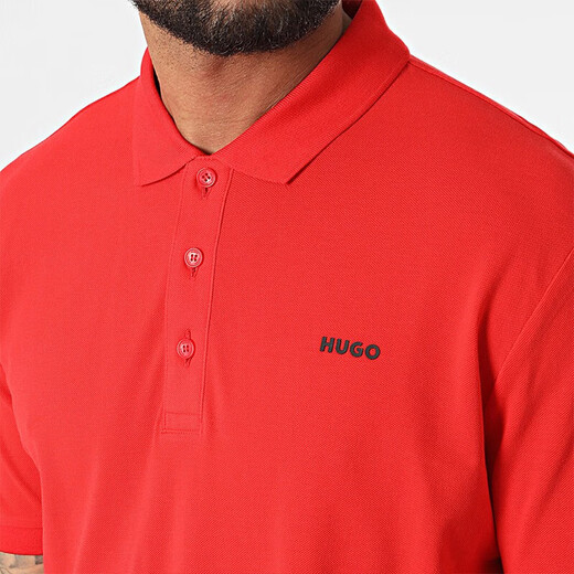 Hugo Boss (HUGO BOSS) Men's Logo Embossed Pattern Cotton Short Sleeve Polo Shirt Father's Day Gift 50466182 693 Red M