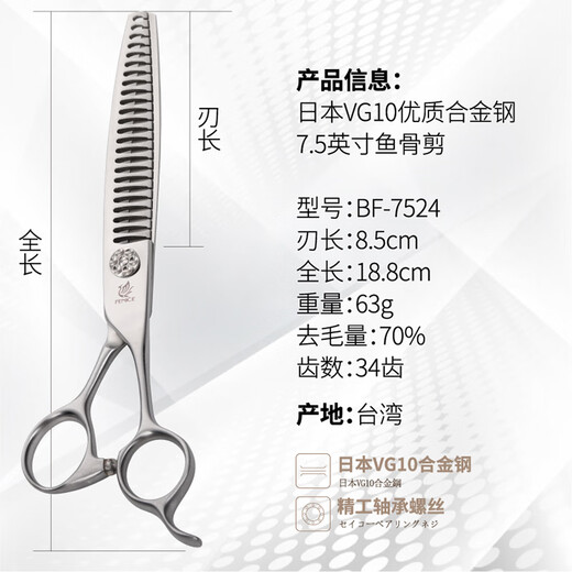 Black Bird Master Pet Scissors Professional Pet Grooming Scissors Set Straight Curved Scissors Fish Bone Scissors Dental Scissors Beautician Shop Tools Professional Set 4-piece Set See Picture VG10 Steel