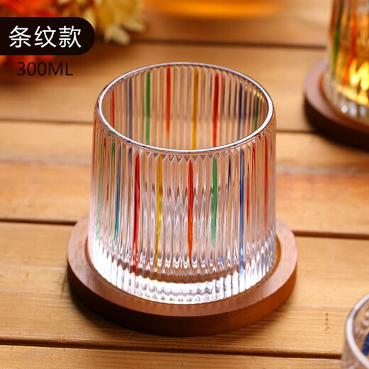 Karakatsu Ting Whiskey Cup Gyro Cup Painted Rotating Decompression Foreign Wine Cup Internet Celebrity Glass Cup Home Gift Cup Grid Pattern + Base