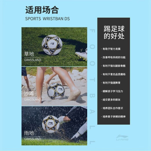 李宁（lining） 足球5号4号成人儿童小学生专用球专业比赛户外训练标准用球 【679-2贴皮款】成人5号