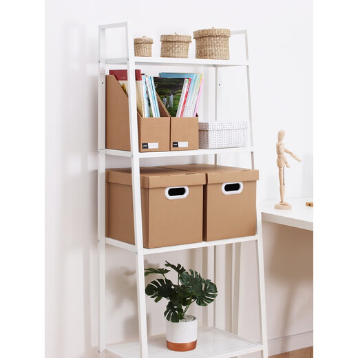 Manxi kraft paper storage box with lid for book paper box, file archive box, storage box with lid, storage and organization carton, No. 2 21L size 33*25*26 cm storage box (with handle)