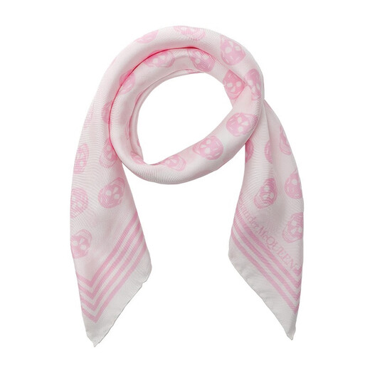 Alexander McQueen [chinesisches Valentinstagsgeschenk] Alexander McQueen Frau Square Seidenschal 5909293001q White 9272