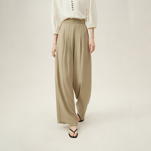 Fan Silanen's high-waisted lazy casual floor pants 2024 summer clothing new product thin wide-leg pants 24FS12213 Khaki XL