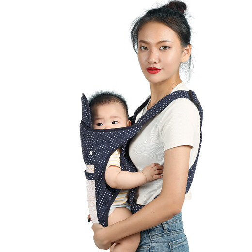 
TIANER baby strap front and rear simple front-back baby strap horizontally back-back newborn baby back bag Tianer 03 net style - blue dot