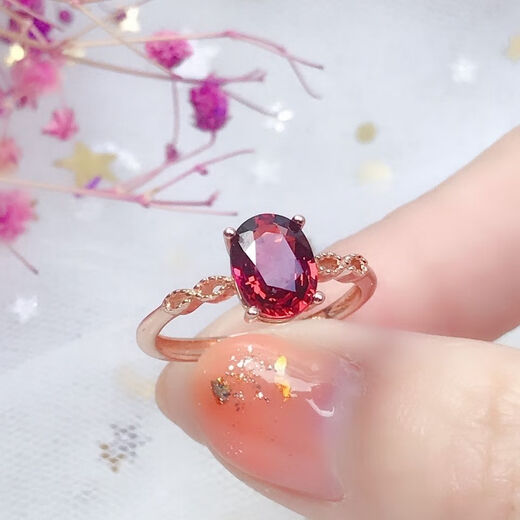 Suiyuxian salt burgundy garnet women's ring Japanese exquisite ring female Mozambique woman Wangfu stone burgundy pomegranate ring