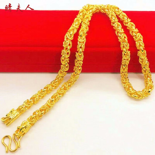Vietnamesische goldplattierte Halskette Herrengold geplattet Halskette Dicke domineering trendige doppelt kopfgezogene Nachahmung Gold Anhänger Halskette Herren Halskette, die nie 65 cm Halskette verblasst