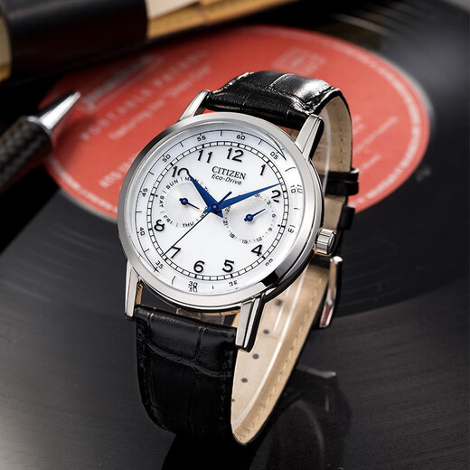 CITIZEN Watch Small Blue Needle Men's Watch Light Dynamic Energy Calfskin Strap Fashion Casual Watch Valentine's Day Gift AO9000-06B