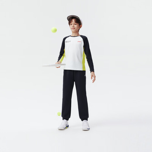 ASICS children's clothing 2024 autumn and winter new sports long-sleeved T-shirt moisture-absorbent and quick-drying round V-neck long-sleeved T-shirt 334241003076