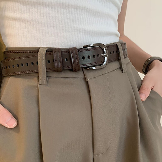 Dofinison Men's Belt Casual Belt Women's Freely Adjustable Military Training Jeans Belt Outdoor Student Trendy Simple Brown Color 110*2.8cm