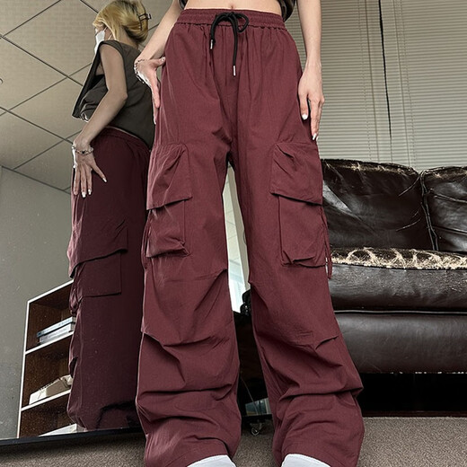 Poum Work Hosen Herren-Dünne Weitbeinhosen Sommer Neuer Amerikaner Retro Lose boden-weiße Paar Style Casual DDD-717 Apricot M.