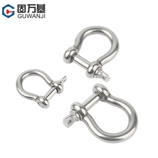 Guwanji national standard 304 stainless steel D-shaped shackle extended d-shaped lifting U-shaped connecting buckle chain steel buckle quick-connecting bow type 304 D type M4 1 piece, load-bearing about 0.1 tons
