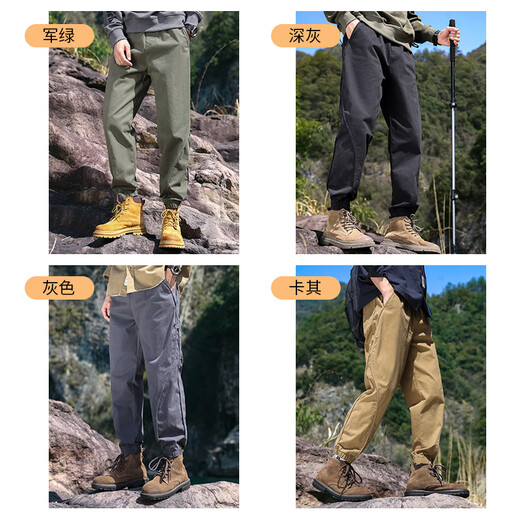 EASTERN CAMEL Casual Pants Men's Autumn and Winter Outdoor Sports Versatile Casual Shrunk Overalls Long Pants Men Military Green XL