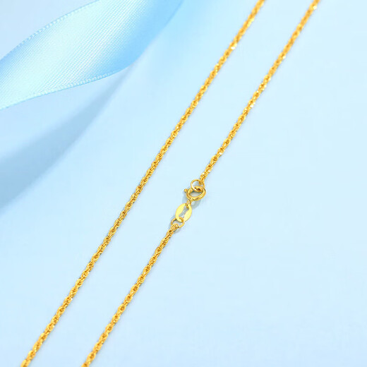 Zokai yellow 18K gold necklace twist hemp rope plain gold chain with chain versatile birthday gift X00595