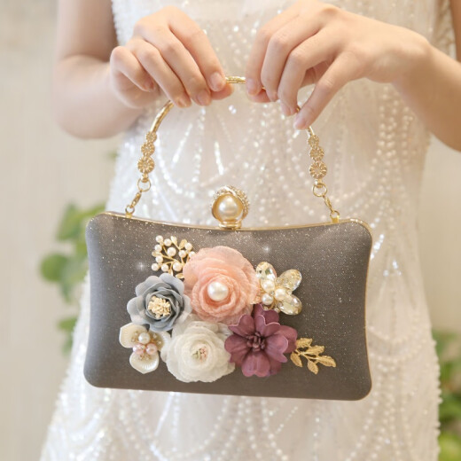 SEEFULUN new flower bag dinner bag portable small square bag fashionable banquet packaging large mobile phone banquet bag clutch bag green