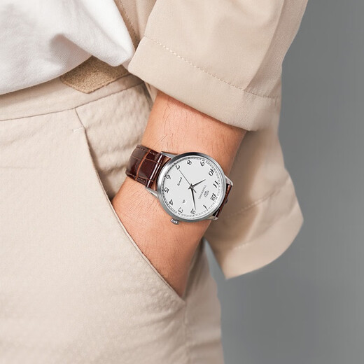 TIAN WANG watch casual belt quartz watch fashion student couple watch watch Valentine's Day gift for girlfriend white plate brown belt men's watch 3886