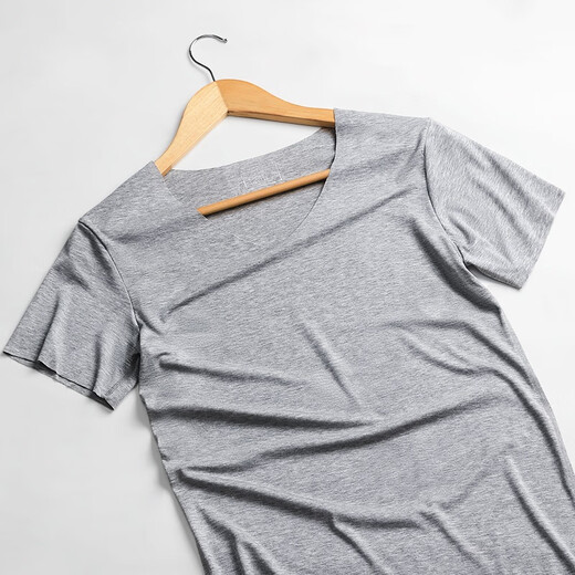 MiiOW men's vest men's seamless thin men's short-sleeved T-shirt v-neck solid color tight bottoming shirt slim underwear modal white XL