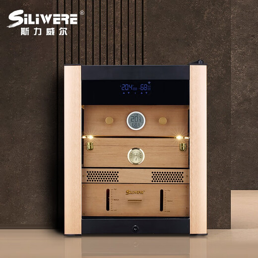 SILIWERE cigar cabinet constant temperature and humidity cigar cabinet custom cigar cabinet 560H high rose gold LCD WiFi alcohol 56L exclusive version