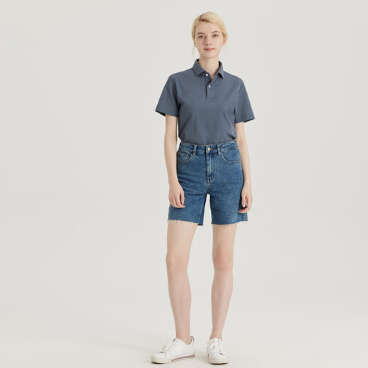 Staffel 5 Smart fünf schwere doppelt Perlen Kurzarm Polo-Hemd Herren Ice Seide rein weiße leichte Luxus-Hemd-Hemdkragen täglicher Pendler T Grey D753 XL (Gewicht empfohlen 76-85 kg)