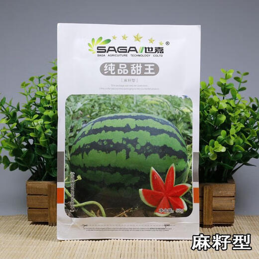 Pure sweet king watermelon seeds, large fruit, short oval, big red flesh, sweet, crisp and refreshing, high sugar content, thin skin, anti-crack, trial planting 100 seeds
