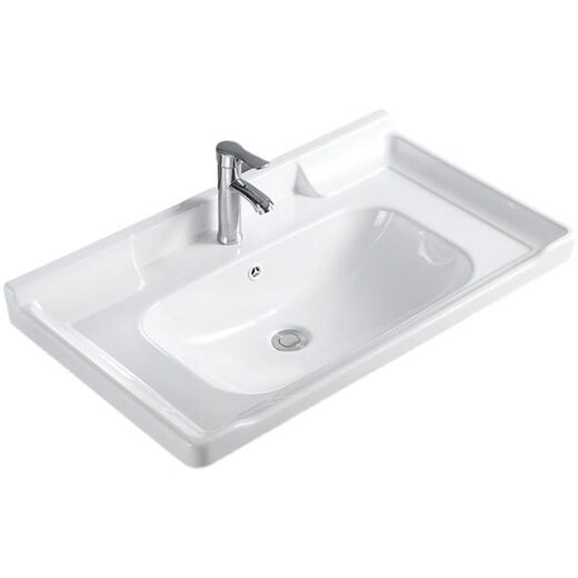 Bathroom integrated ceramic cabinet and basin countertop semi-embedded household washbasin bathroom washbasin 80*47 single basin horn basin