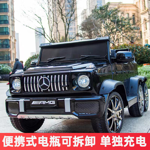 MiYi Mercedes-Benz 6-wheel big G baby electric car with remote control swing can sit and be driven by adults, baby toy stroller 24V black brushless large motor version + soft wheel