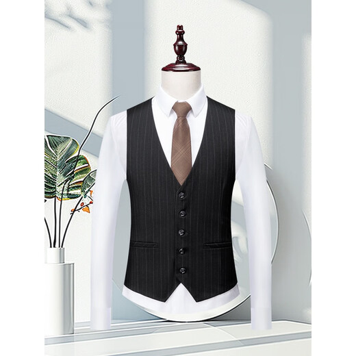 DVHNMK luxury brand men's suit suit men's formal business casual wedding dress double-breasted striped suit dark gray (suit + trousers) ready for delivery M (recommended 95-110 Jin Jin equals 0.5 kg) ready for delivery