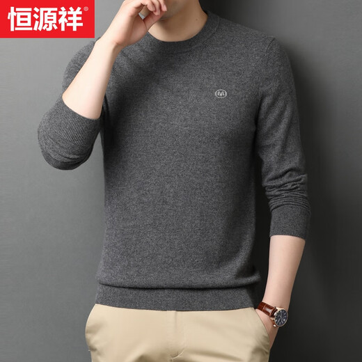 
Hengyuanxiang cashmere sweater men's autumn and winter round neck casual pullover sweater 100% pure cashmere men's warm bottom knitted sweater