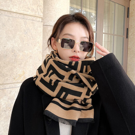 Moyi 100% Kaschmirschal für Frauen Herbst- und Winterbriefe Mutter und Tochter warmer Schal doppelseitig vielseitig und modischer Schal ff Cashmere Version