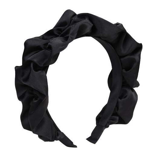 Zuoou high skull headband for women, French retro black pleated face wash headband, hair binding, wide-brimmed face-showing small hairpin, 6cm pleated headband