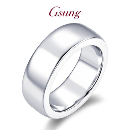 GsunG platinum men's ring PT950 wide-faced men's ring atmospheric glossy outer arc platinum ring for men. Priced by gram. Contact before bidding.