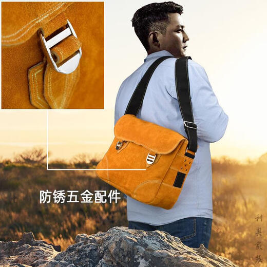 Yichen customized electrician's tool bag for men's construction site cowhide carpentry multi-functional genuine leather wear-resistant repair tool bag single extra large zipper bag