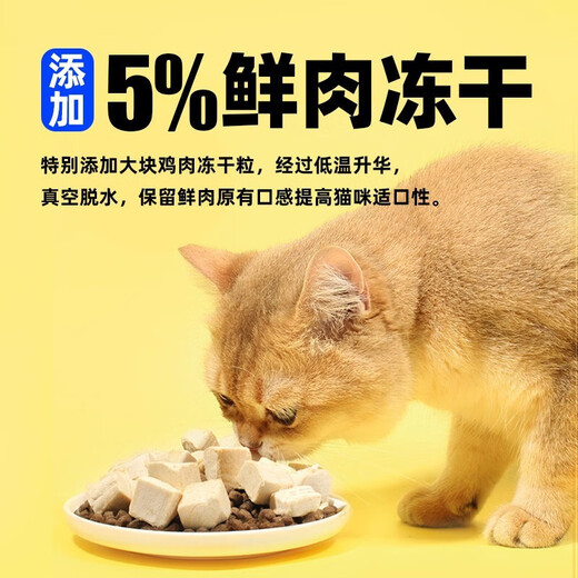 Benefits cat food, freeze-dried cat food, grain-free cat food, universal full-price cat food for adult cats and kittens, chicken formula (3.6kg)