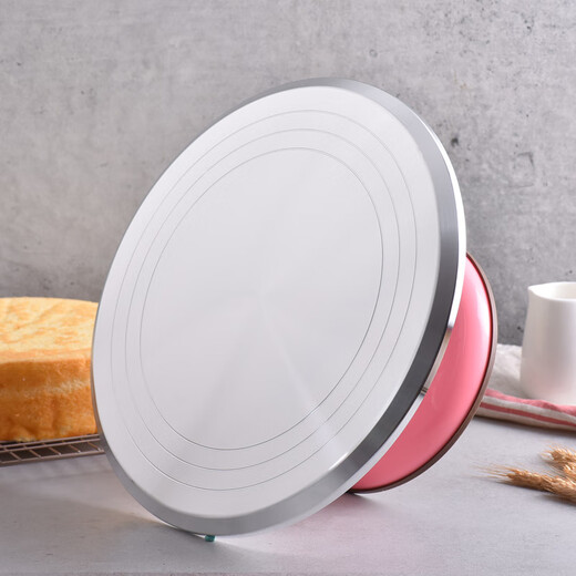 Chino Cake Turntable Decorating Table Baking Tool Set Aluminum Alloy Tray Rotating Plaster Household Commercial Decorating Turntable 10 inches 25cm (metal) for making 8-inch cakes