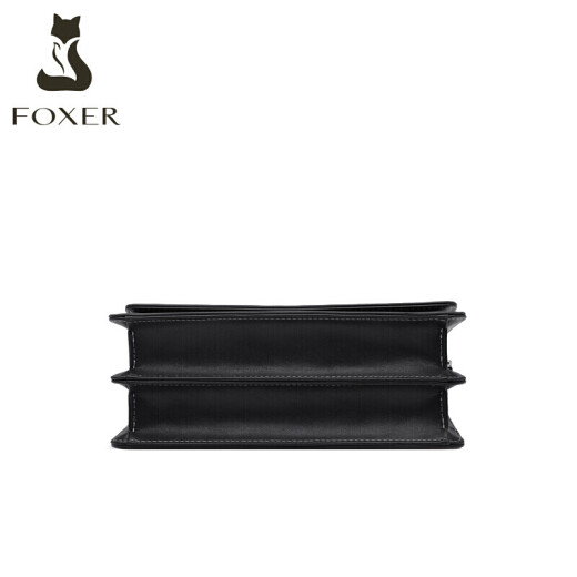 Golden Fox (FOXER) cowhide bag women's bag Korean style shoulder bag women's fashion versatile crossbody small square bag women's bag light luxury goods wife birthday gift for girls black