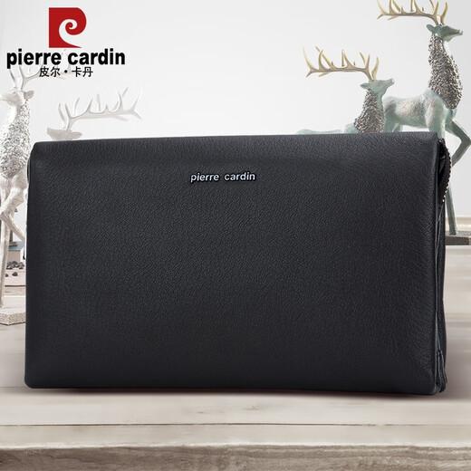 Pierre Cardin/Pierre Cardin brand deer leather men's handbag genuine leather business men's clutch soft leather large capacity fashion boutique handbag men's bag new style black deer leather clutch [235*140*70mm]
